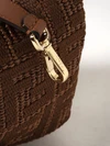 mamma baguette bag in raffia with ff monogram and leather handle