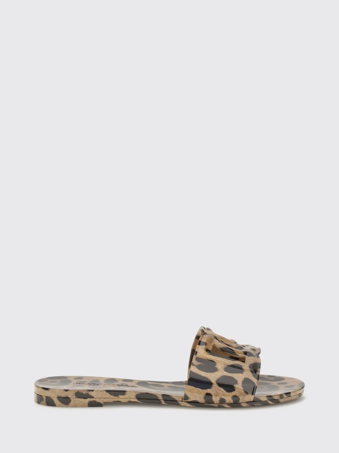 animal-print rubber slides with dg monogram