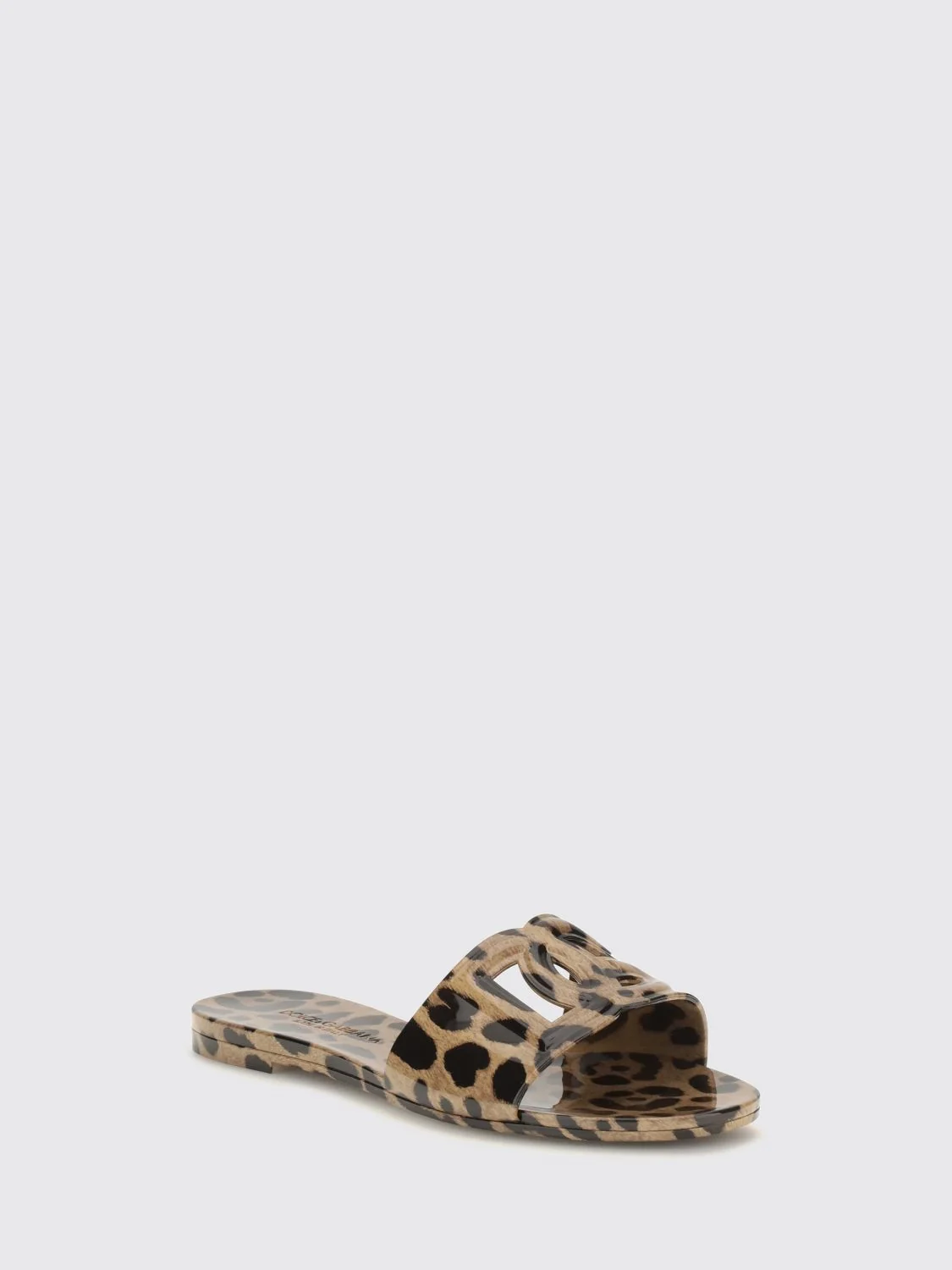 animal-print rubber slides with dg monogram