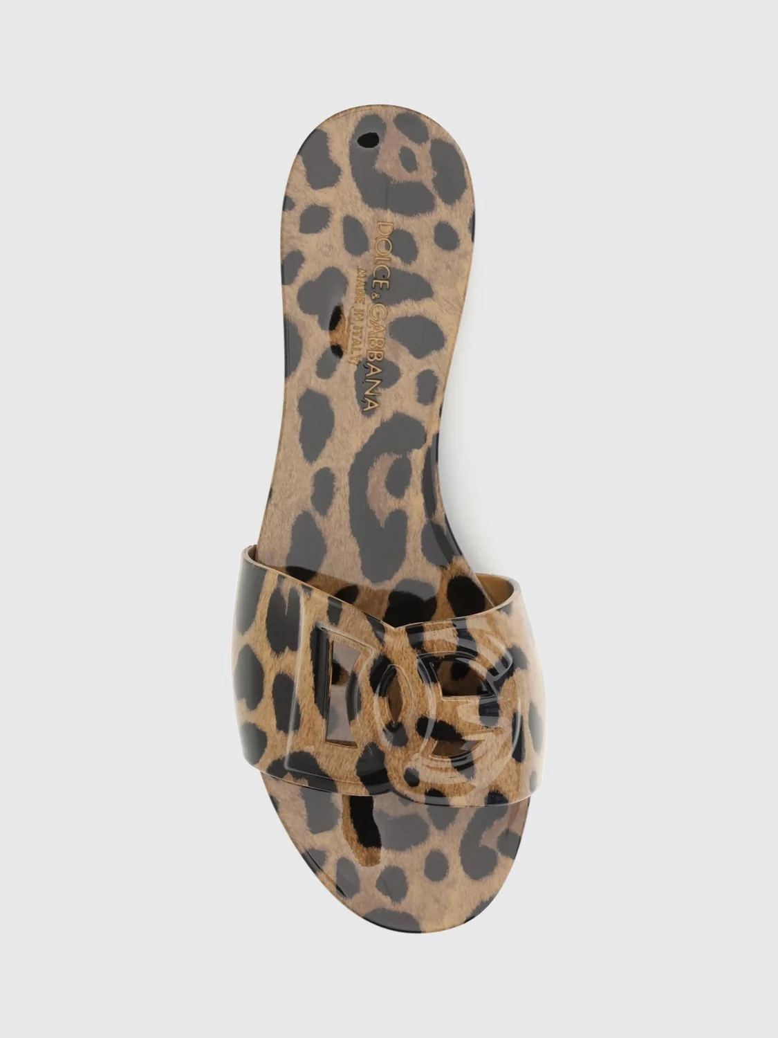 animal-print rubber slides with dg monogram