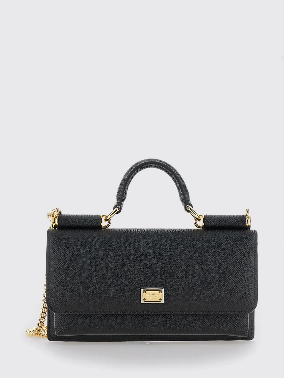 grained leather mini handbag with chain shoulder strap