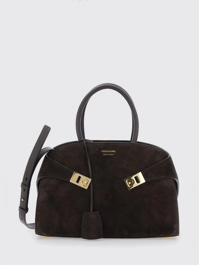 hug suede handbag with double handle and shoulder strap