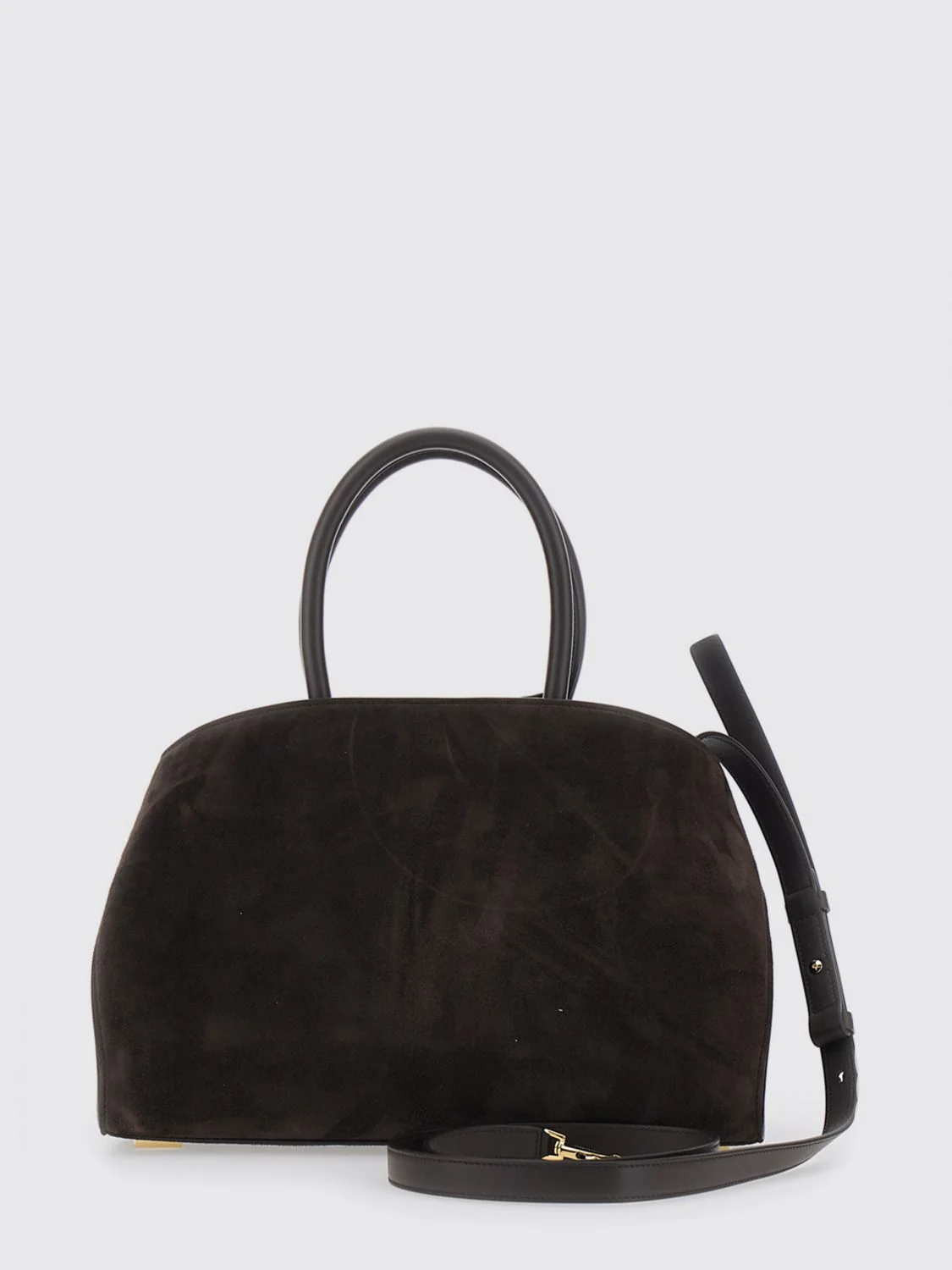 FERRAGAMO OS hug suede handbag with double handle and shoulder strap