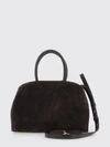 hug suede handbag with double handle and shoulder strap