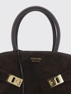 hug suede handbag with double handle and shoulder strap