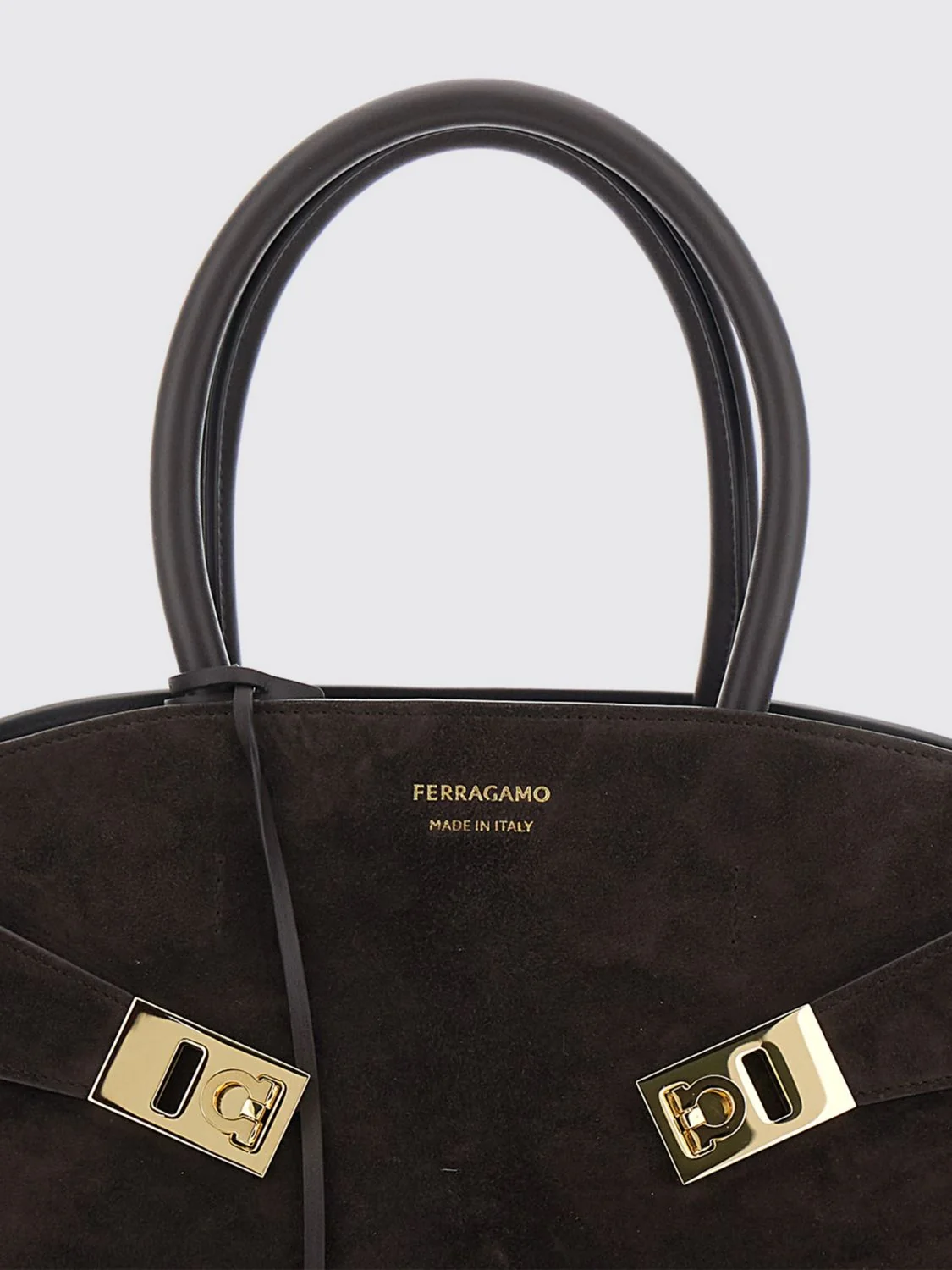 hug suede handbag with double handle and shoulder strap
