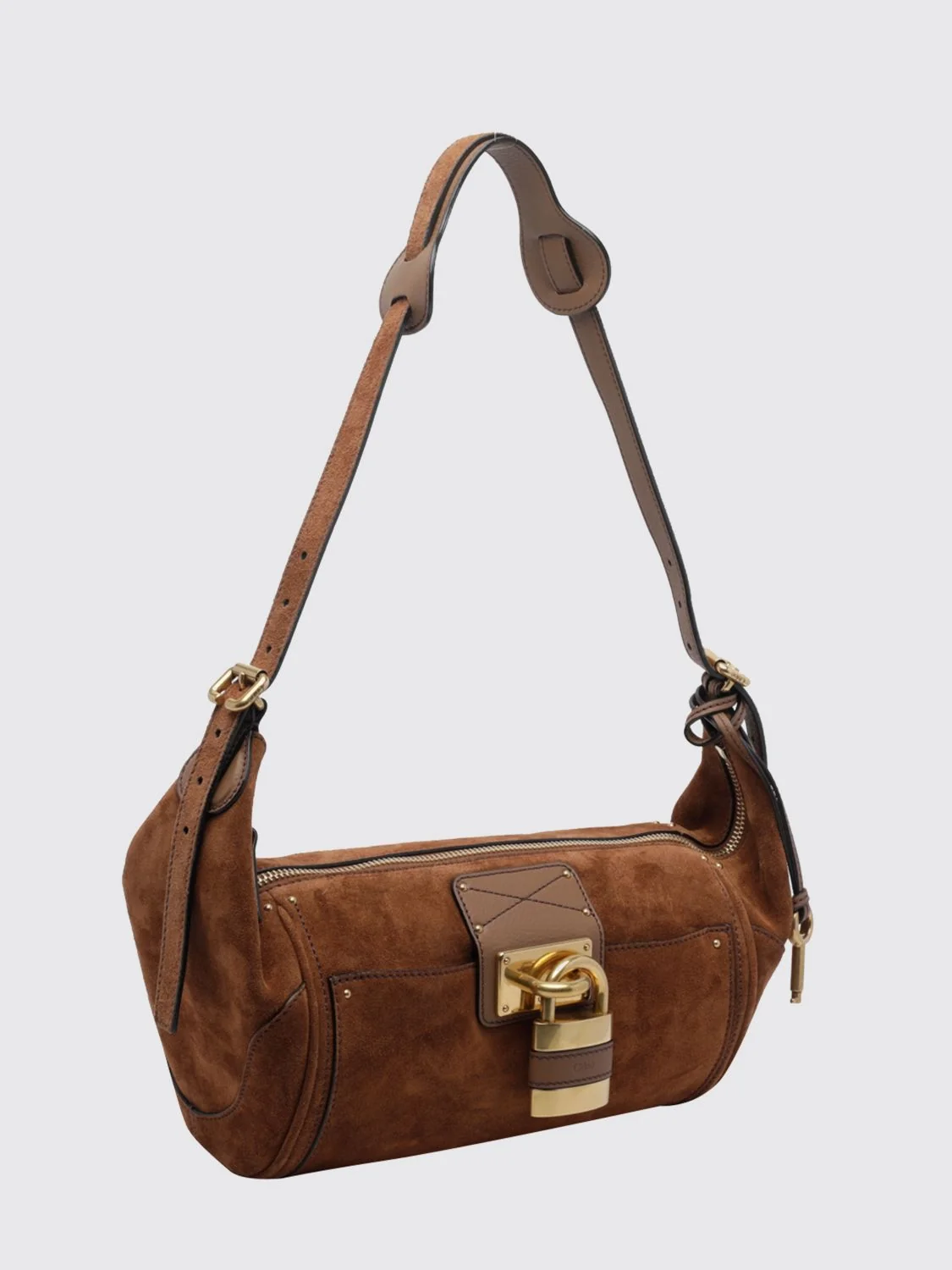 paddington shoulder bag chloé in calfskin leather with padlock