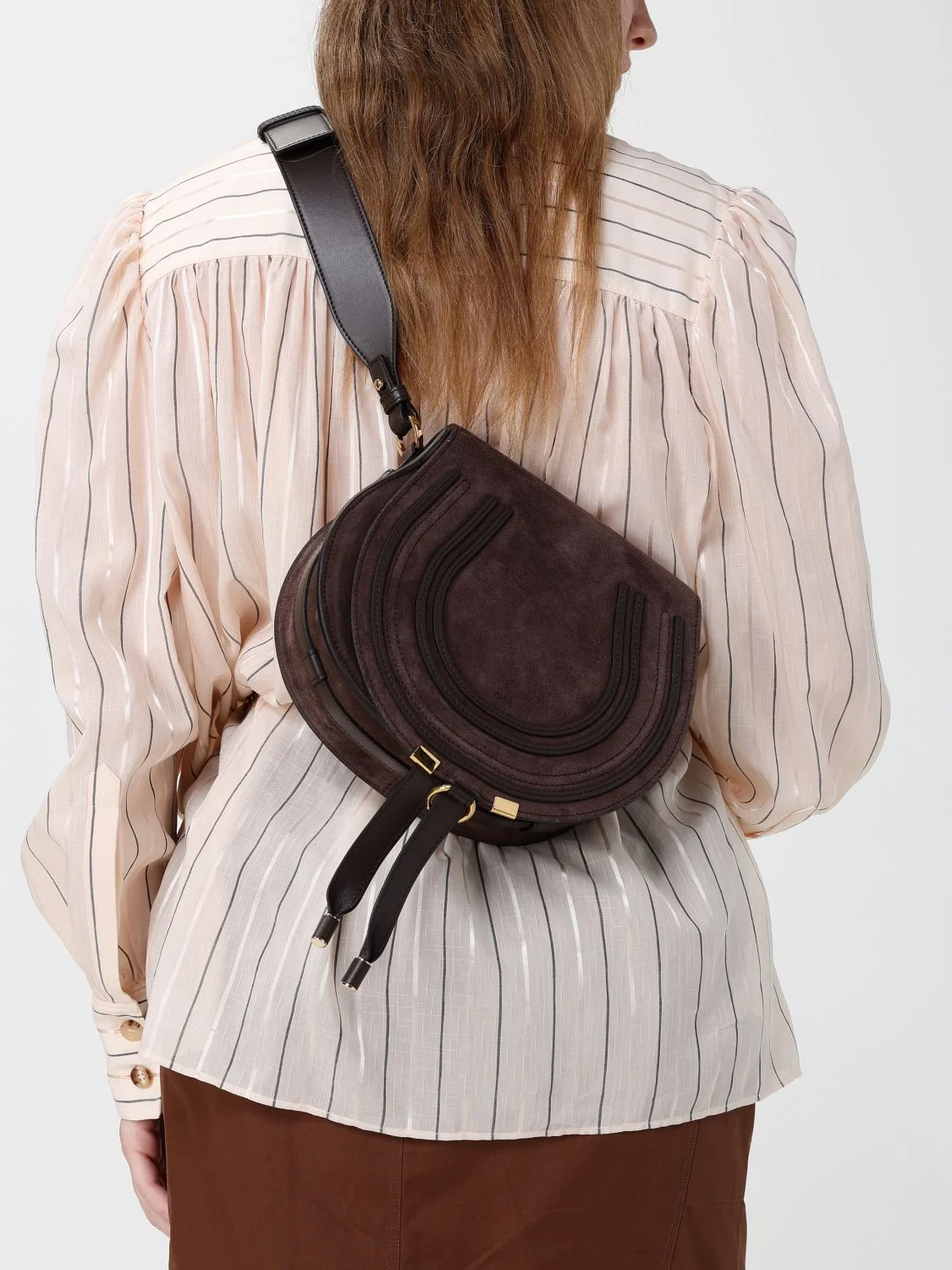 marcie mini crossbody bag chloé in suede calfskin