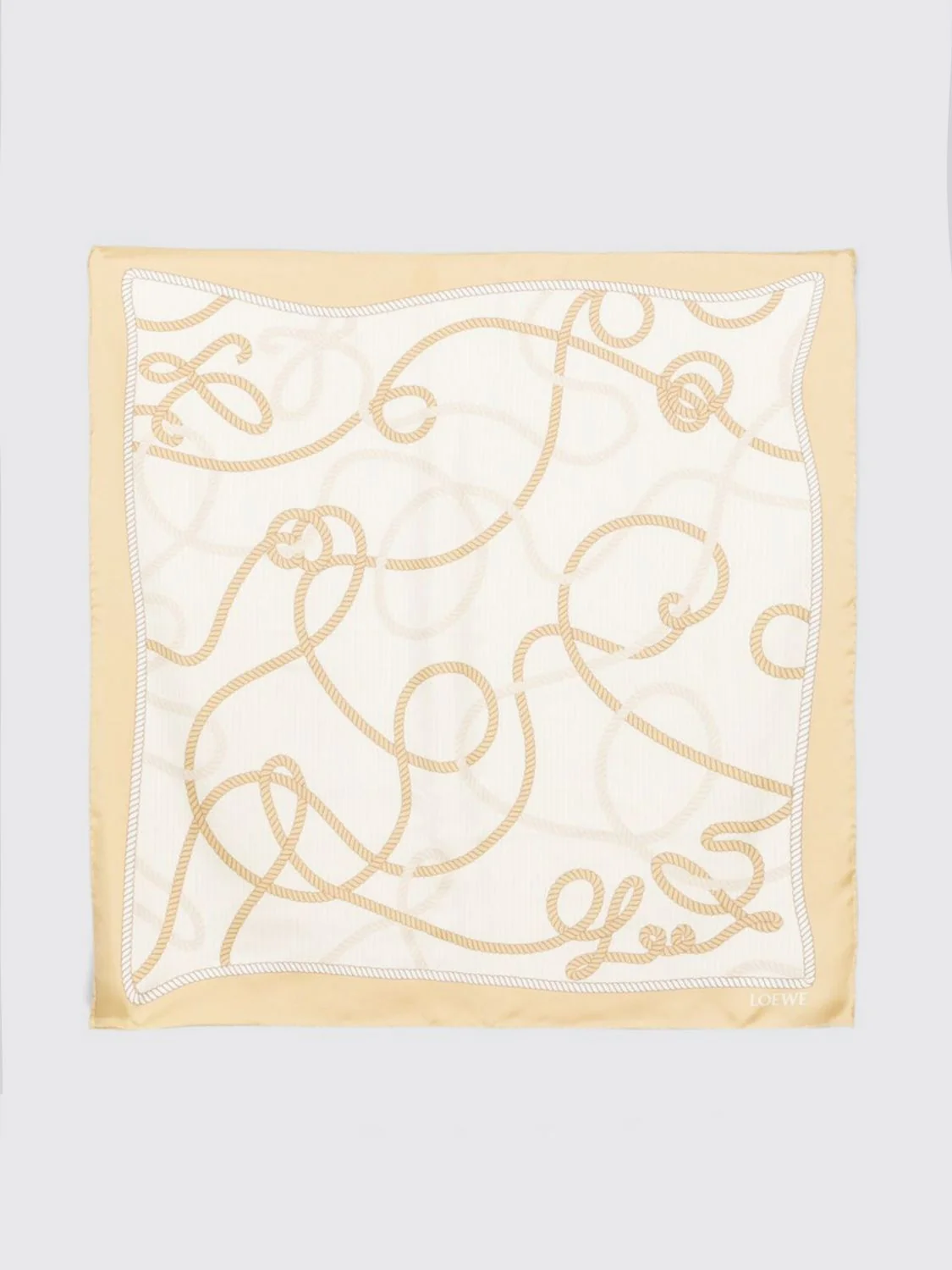 LOEWE OS square scarf in pure silk with a contrasting graphic logo print