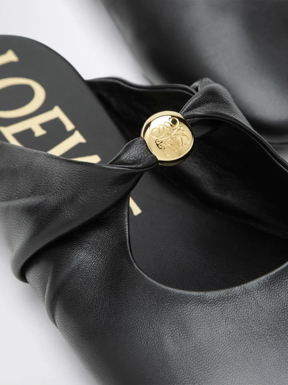 pebble draped nappa leather mules