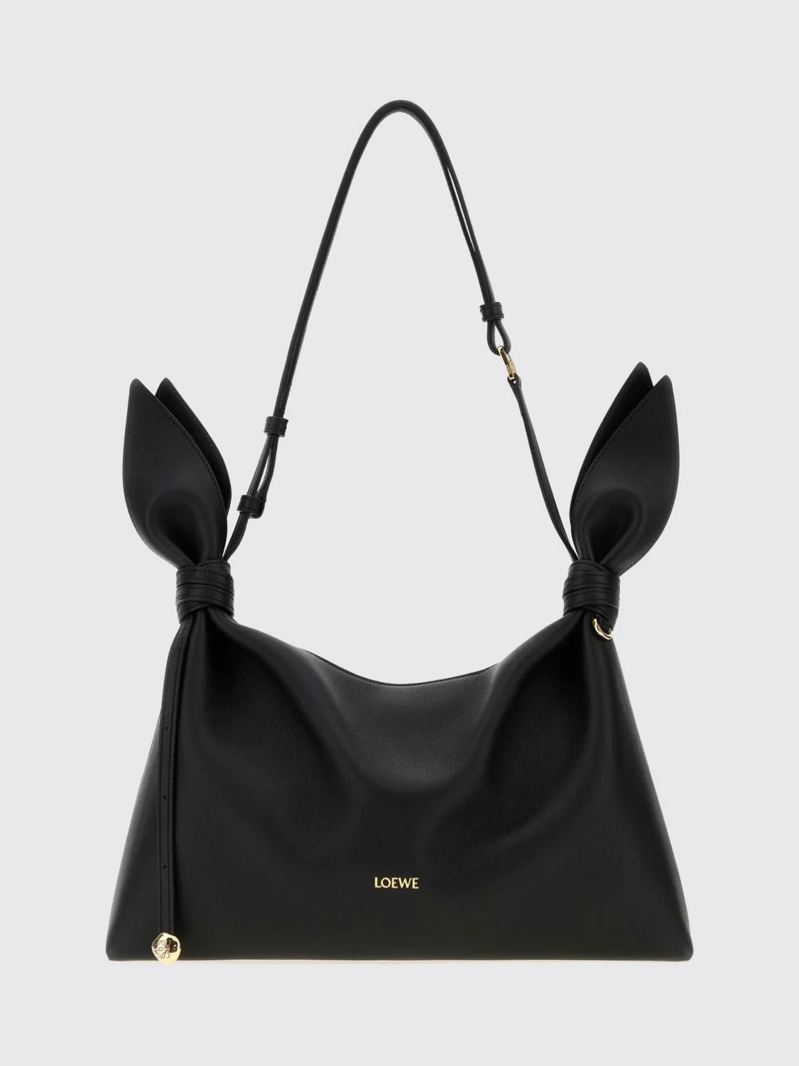 LOEWE OS calfskin leather shoulder bag with knot detail and adjustable handle