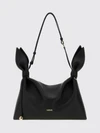 calfskin leather shoulder bag with knot detail and adjustable handle