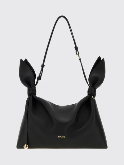 calfskin leather shoulder bag with knot detail and adjustable handle
