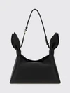 calfskin leather shoulder bag with knot detail and adjustable handle