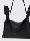 calfskin leather shoulder bag with knot detail and adjustable handle