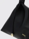 calfskin leather shoulder bag with knot detail and adjustable handle