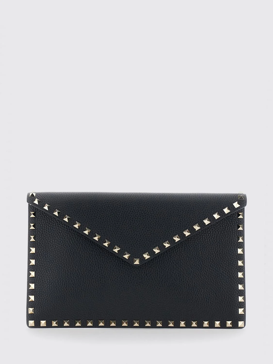 rockstud grained calfskin leather envelope clutch with studs