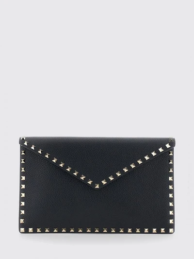 rockstud grained calfskin leather envelope clutch with studs