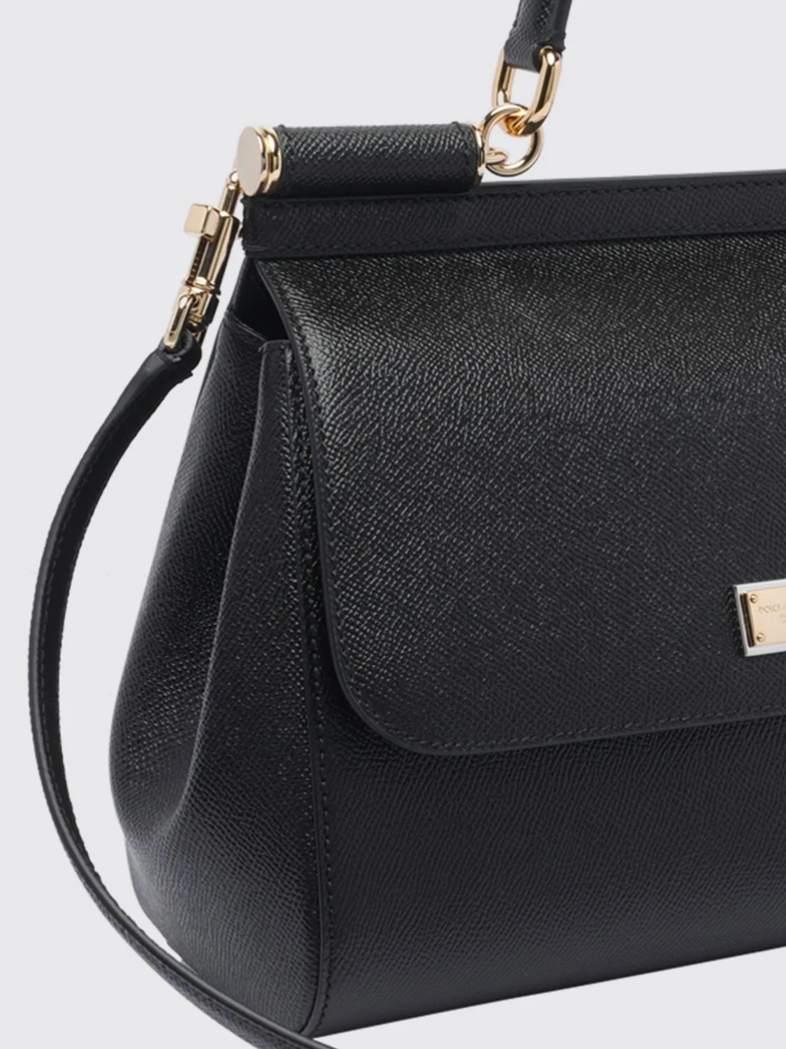 sicily grained calfskin leather handbag with shoulder strap