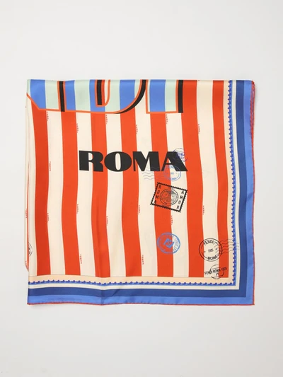 square silk foulard with a two-tone striped pattern