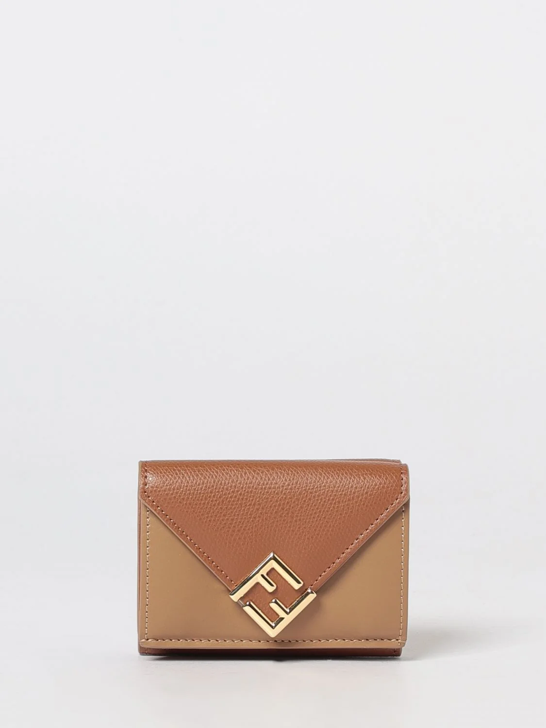 FENDI OS ff diamonds grained leather tri-fold wallet with monogram