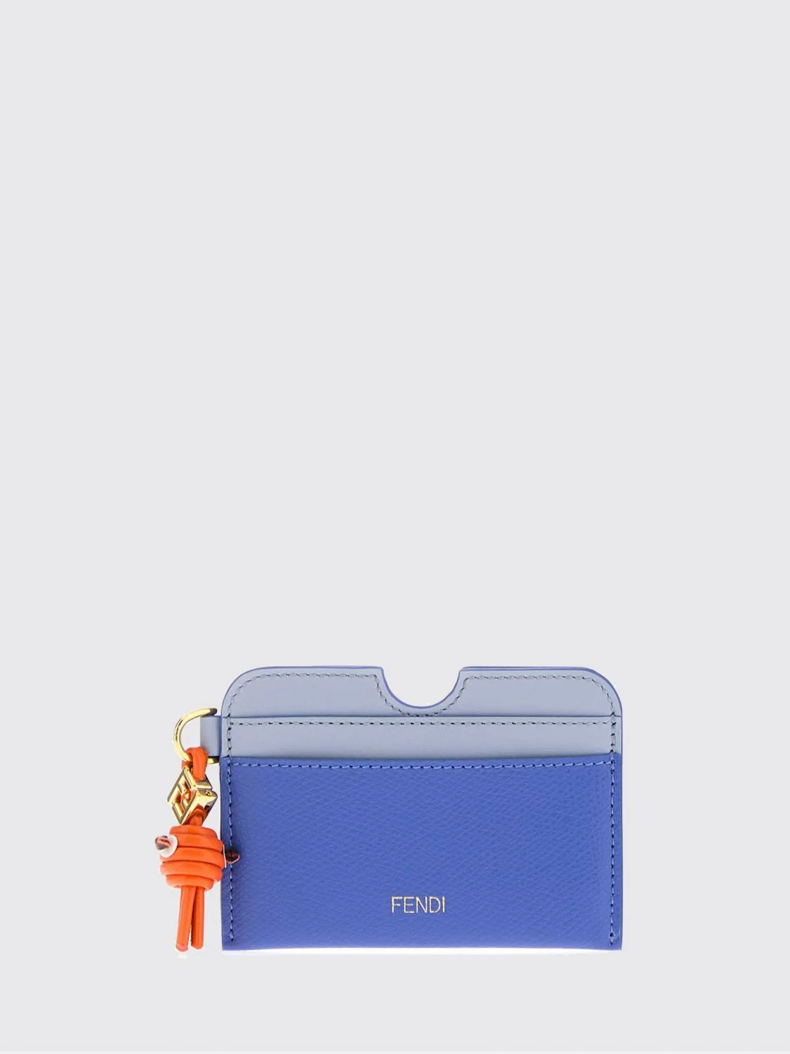 FENDI OS ff diamonds bicolor calfskin card holder with charm