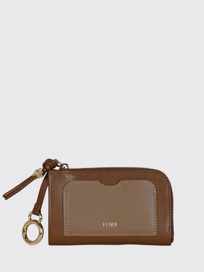 bicolor calfskin zip card holder with ring
