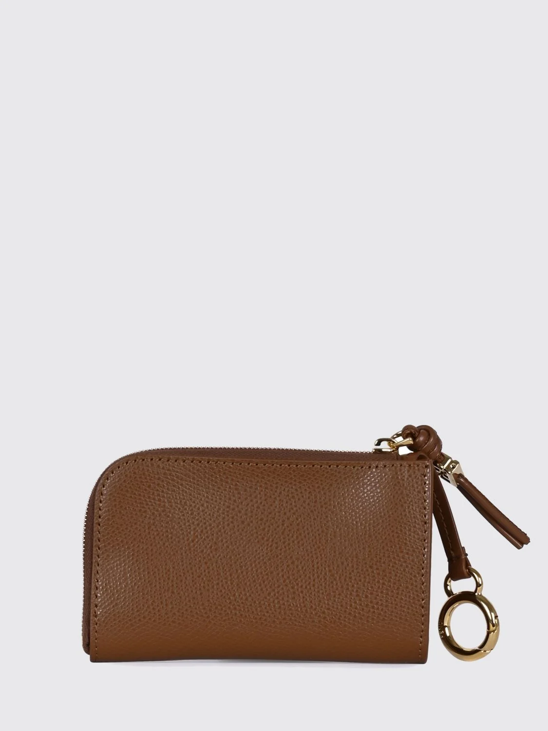 bicolor calfskin zip card holder with ring