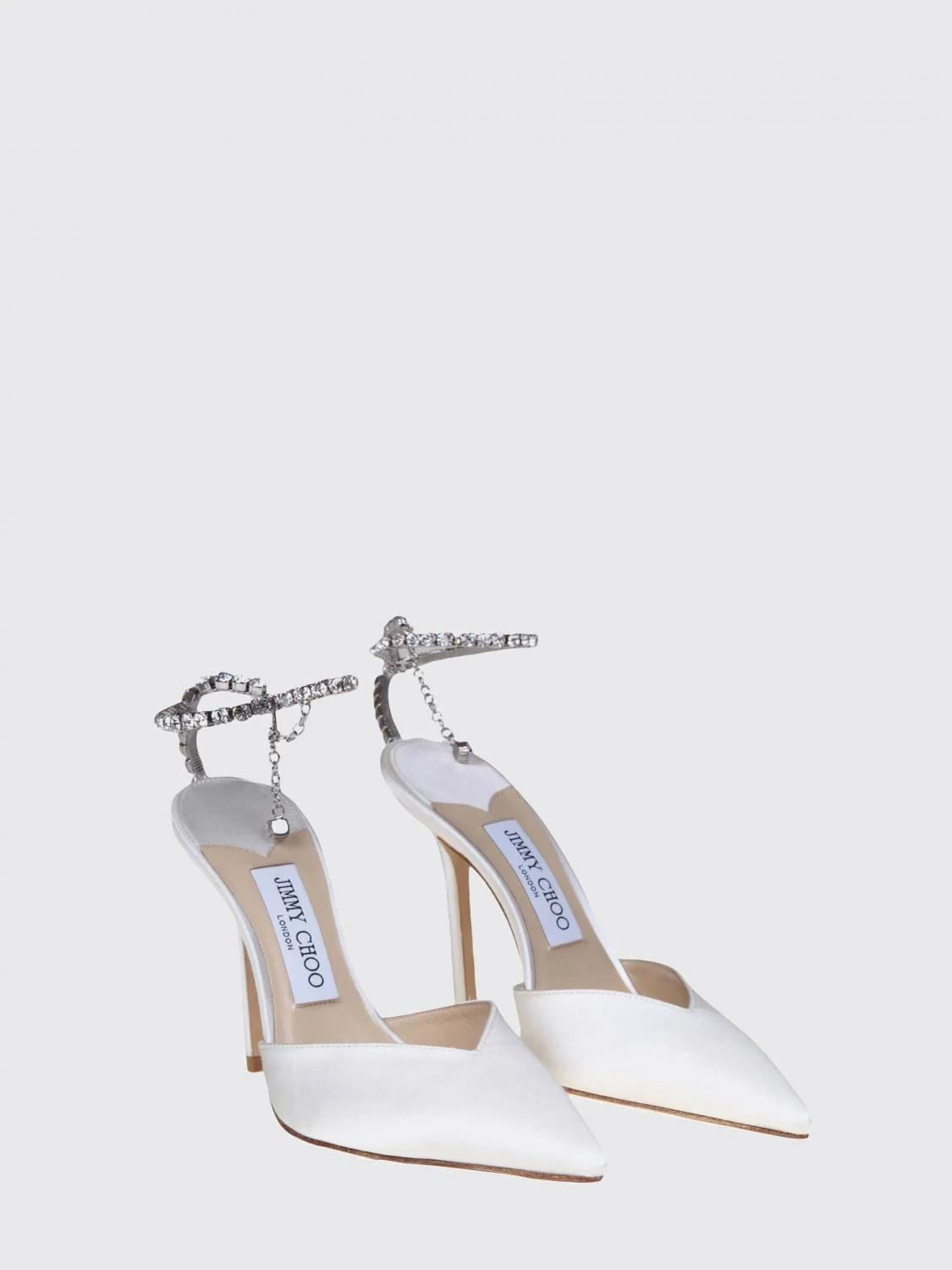 JIMMY CHOO 35 saeda crystal-embellished satin high-heel pumps