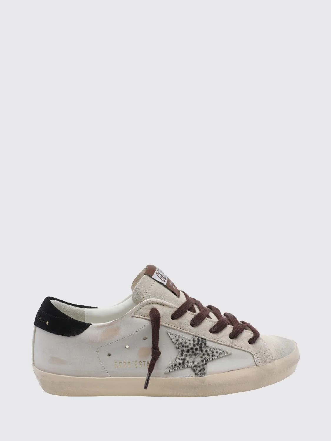 GOLDEN GOOSE 35 super-star distressed leather and pony hair sneakers