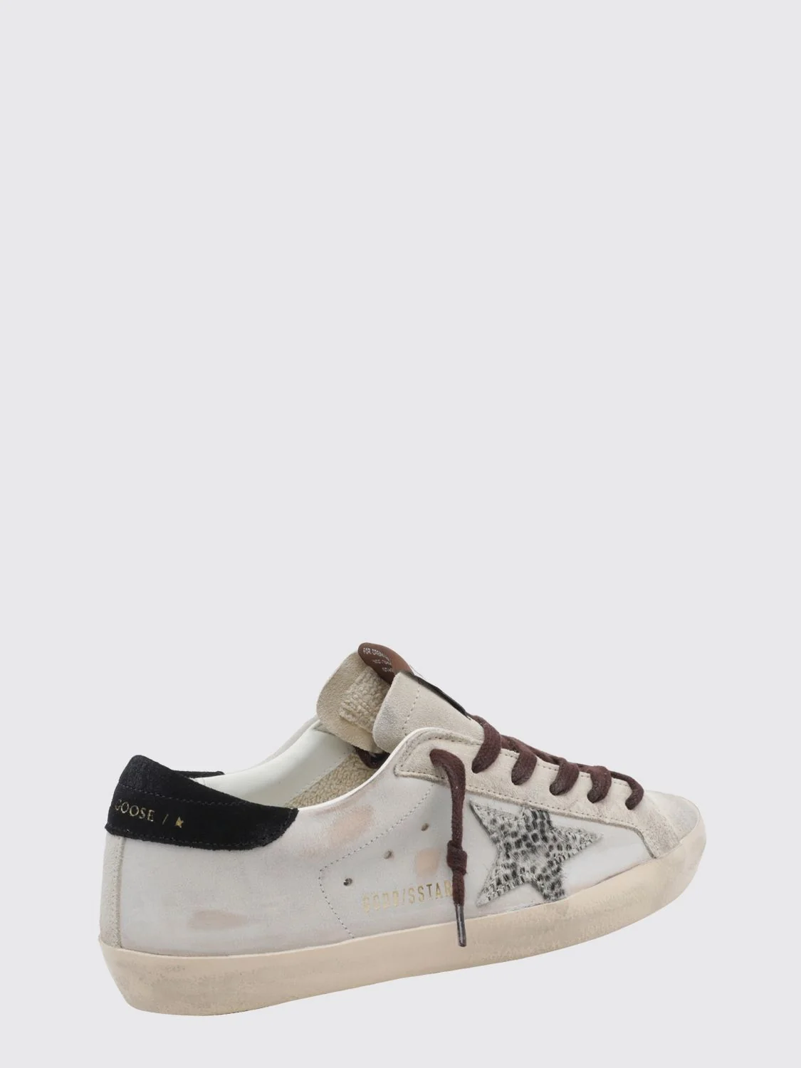 super-star distressed leather and pony hair sneakers