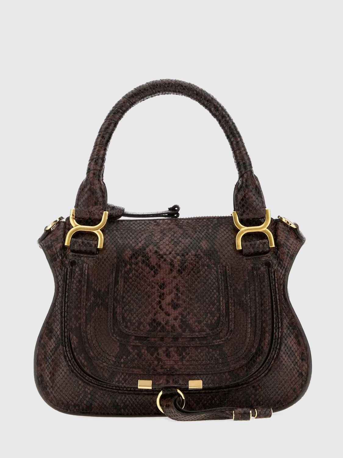 CHLOÉ OS marcie python-print calfskin leather handbag chloé with shoulder strap