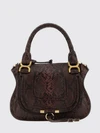 marcie python-print calfskin leather handbag chloé with shoulder strap