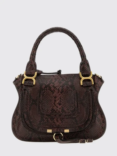 marcie python-print calfskin leather handbag chloé with shoulder strap