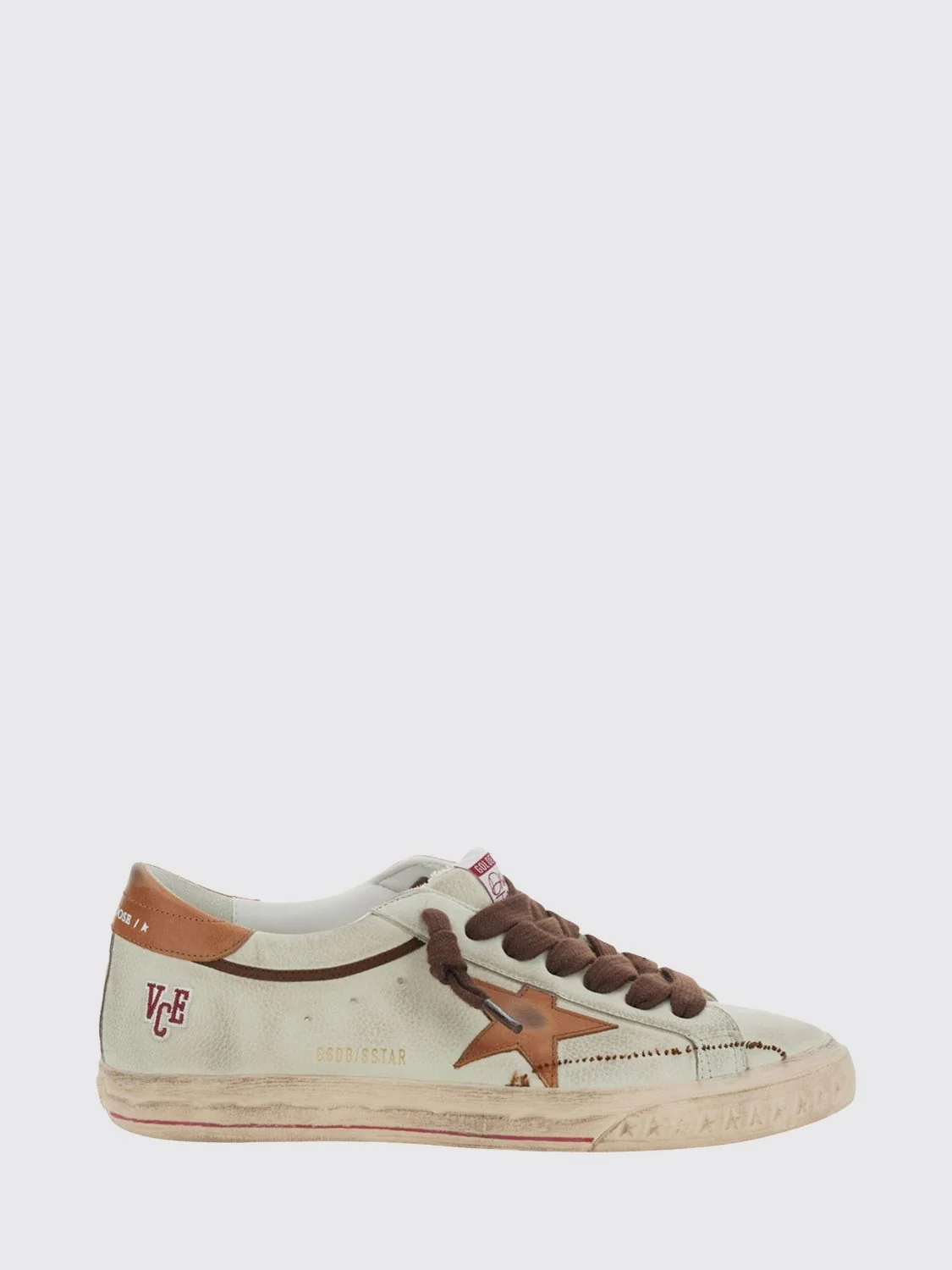 super-star leather trainers with distressed effect and star