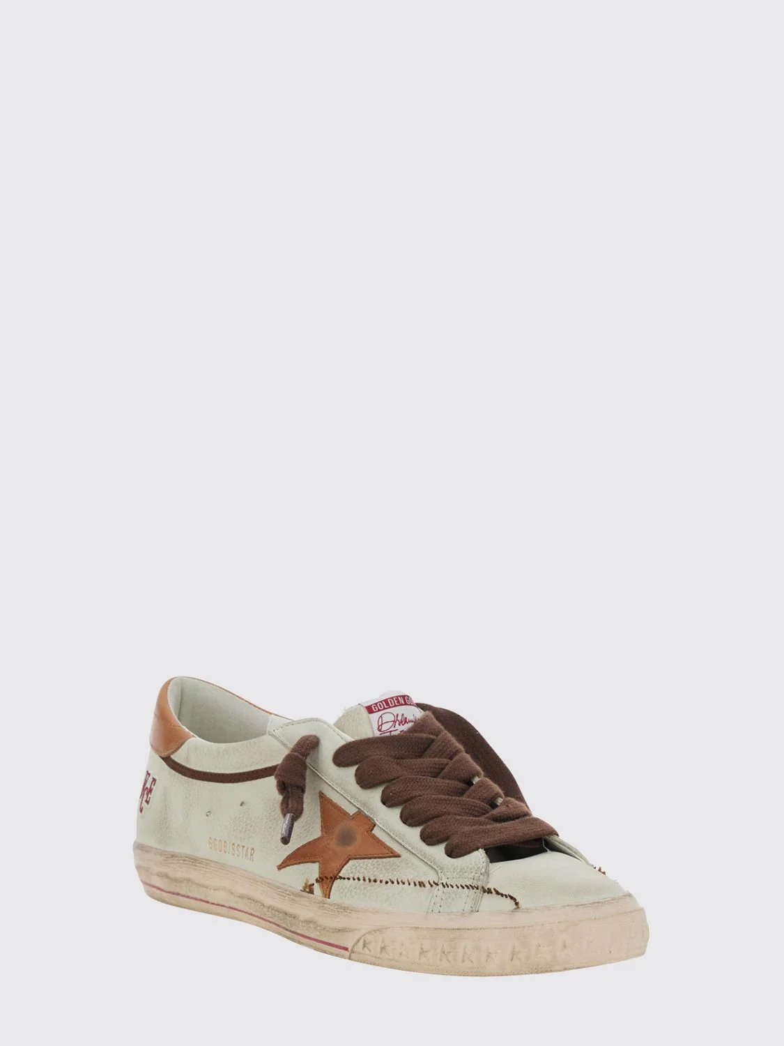 GOLDEN GOOSE 45 super-star leather trainers with distressed effect and star