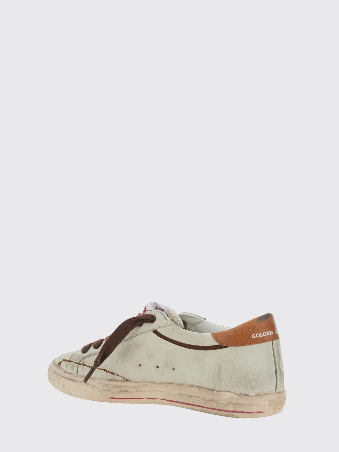 super-star leather trainers with distressed effect and star