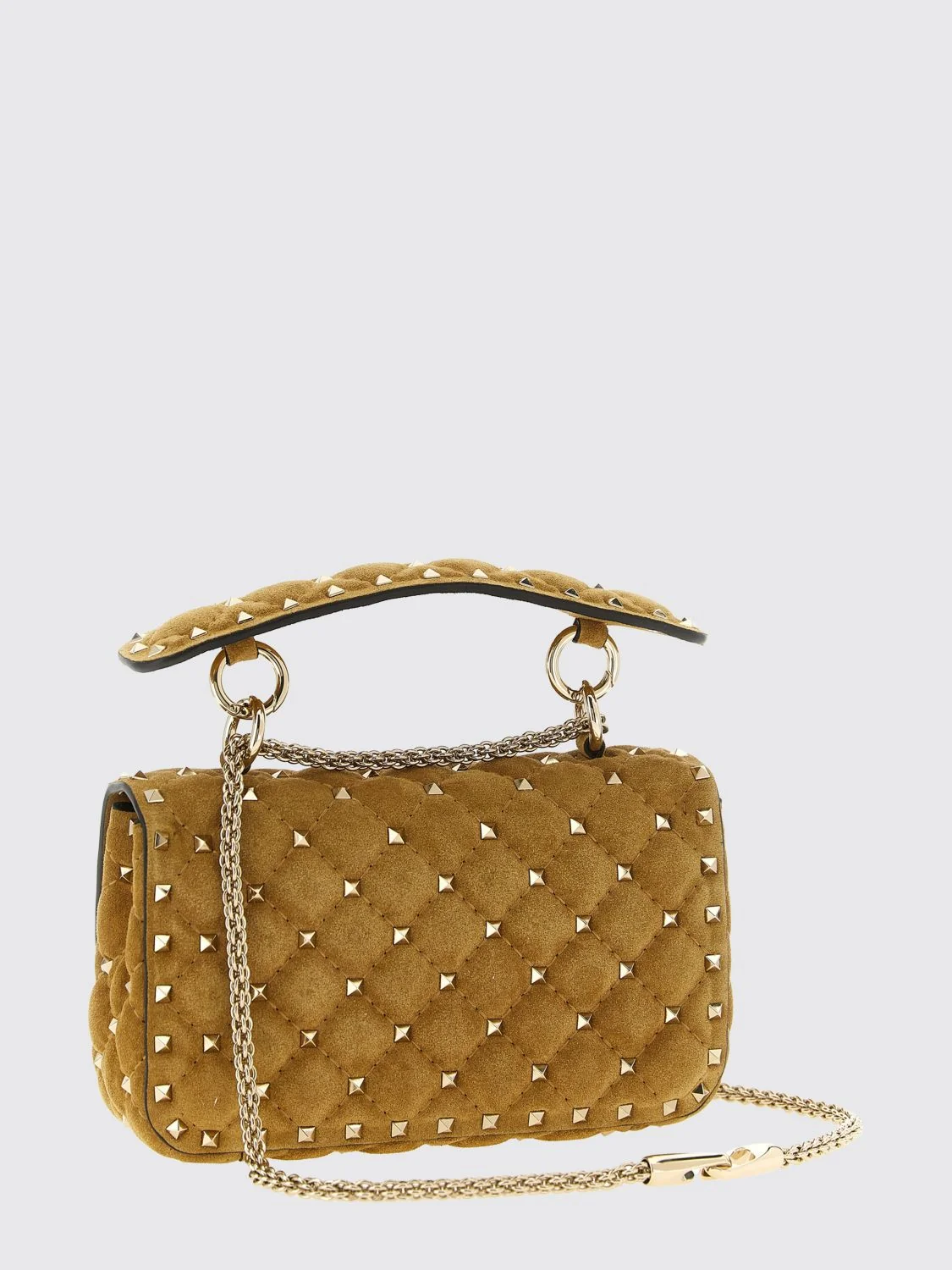 rockstud spike handbag in quilted leather with studs