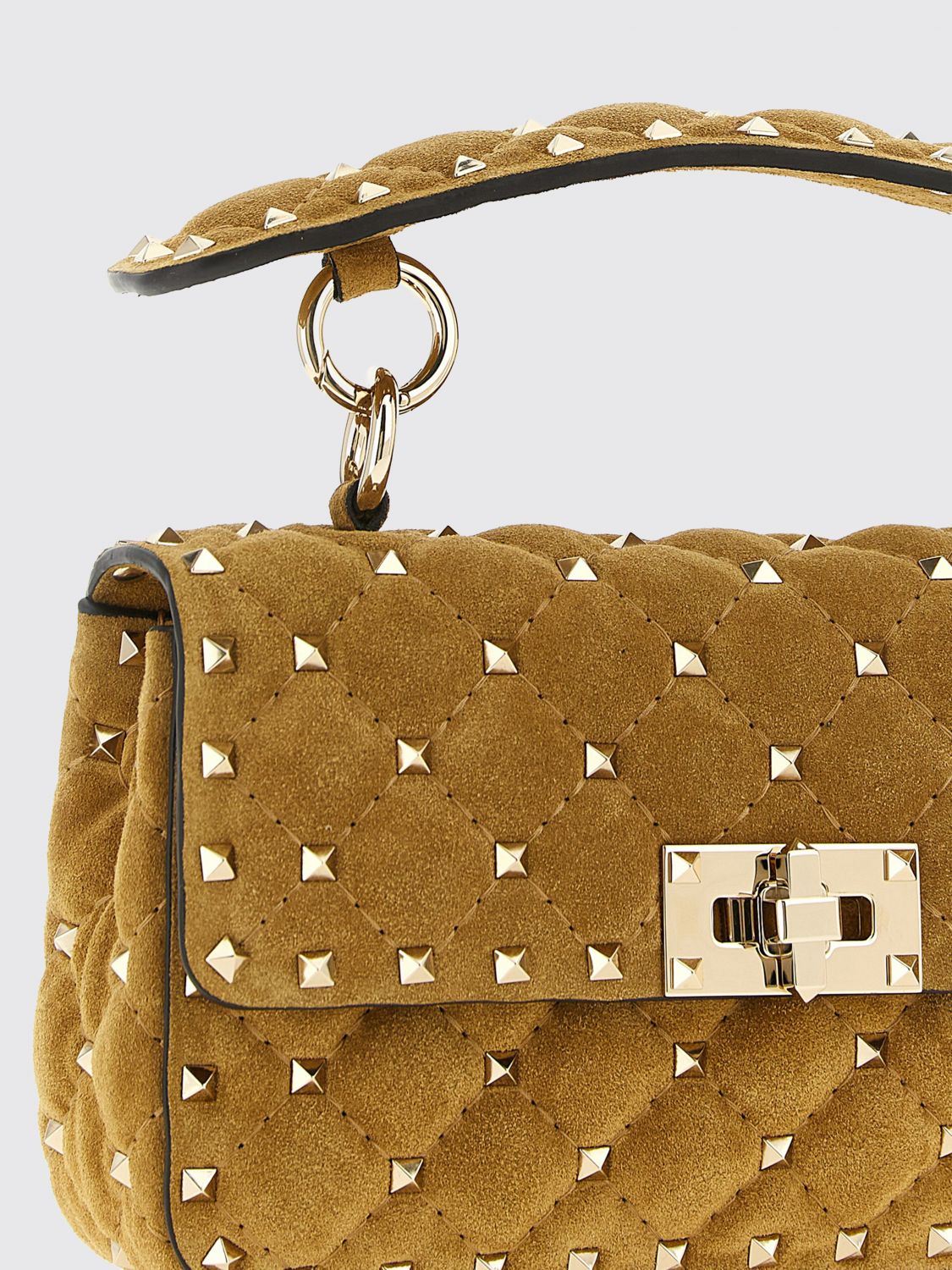 rockstud spike handbag in quilted leather with studs