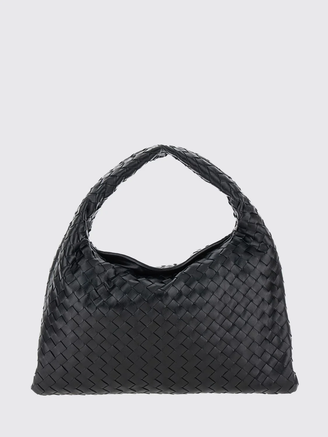 hop intrecciato calfskin shoulder bag with woven handle