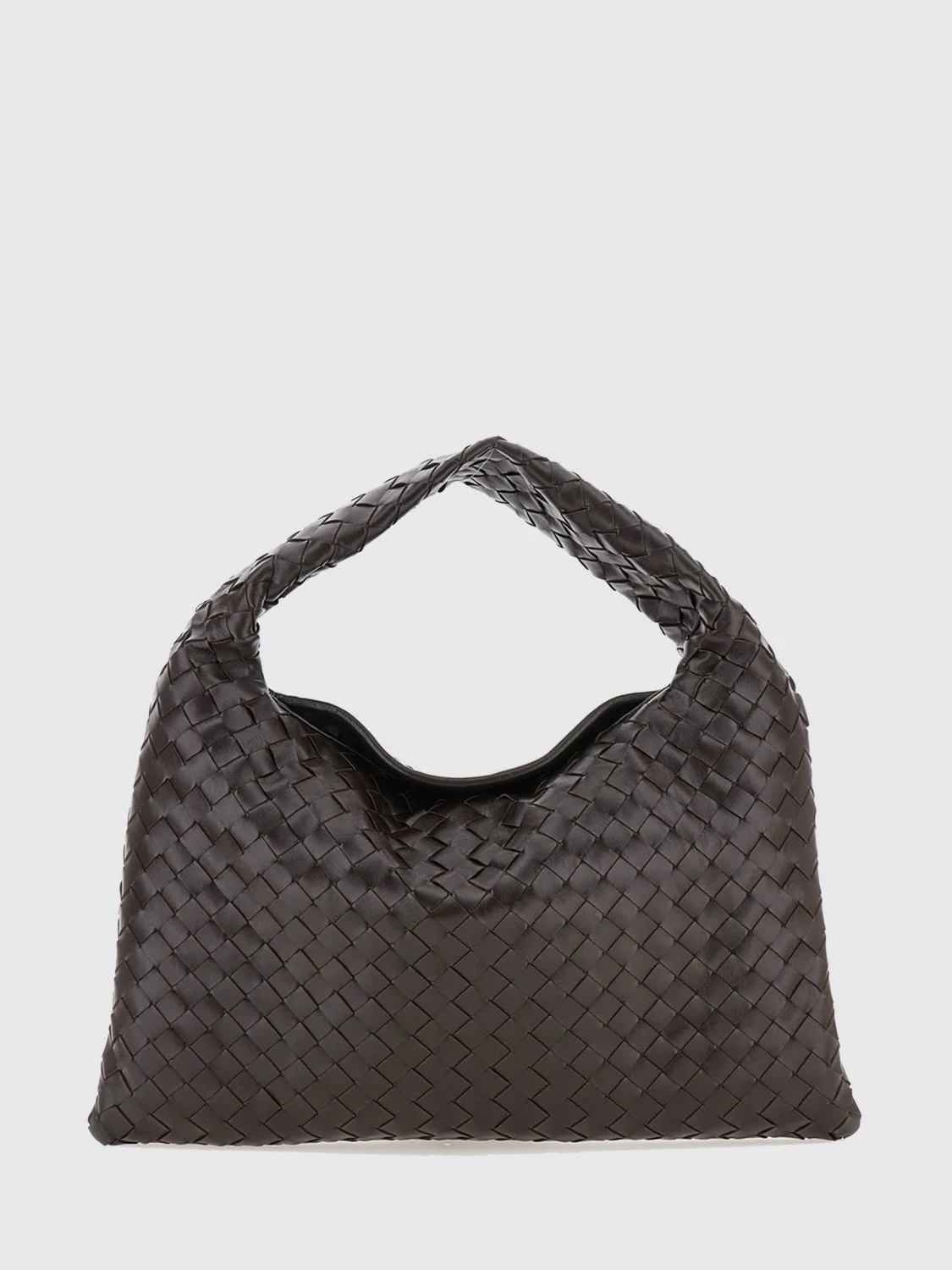 hop intrecciato calfskin shoulder bag with woven handle
