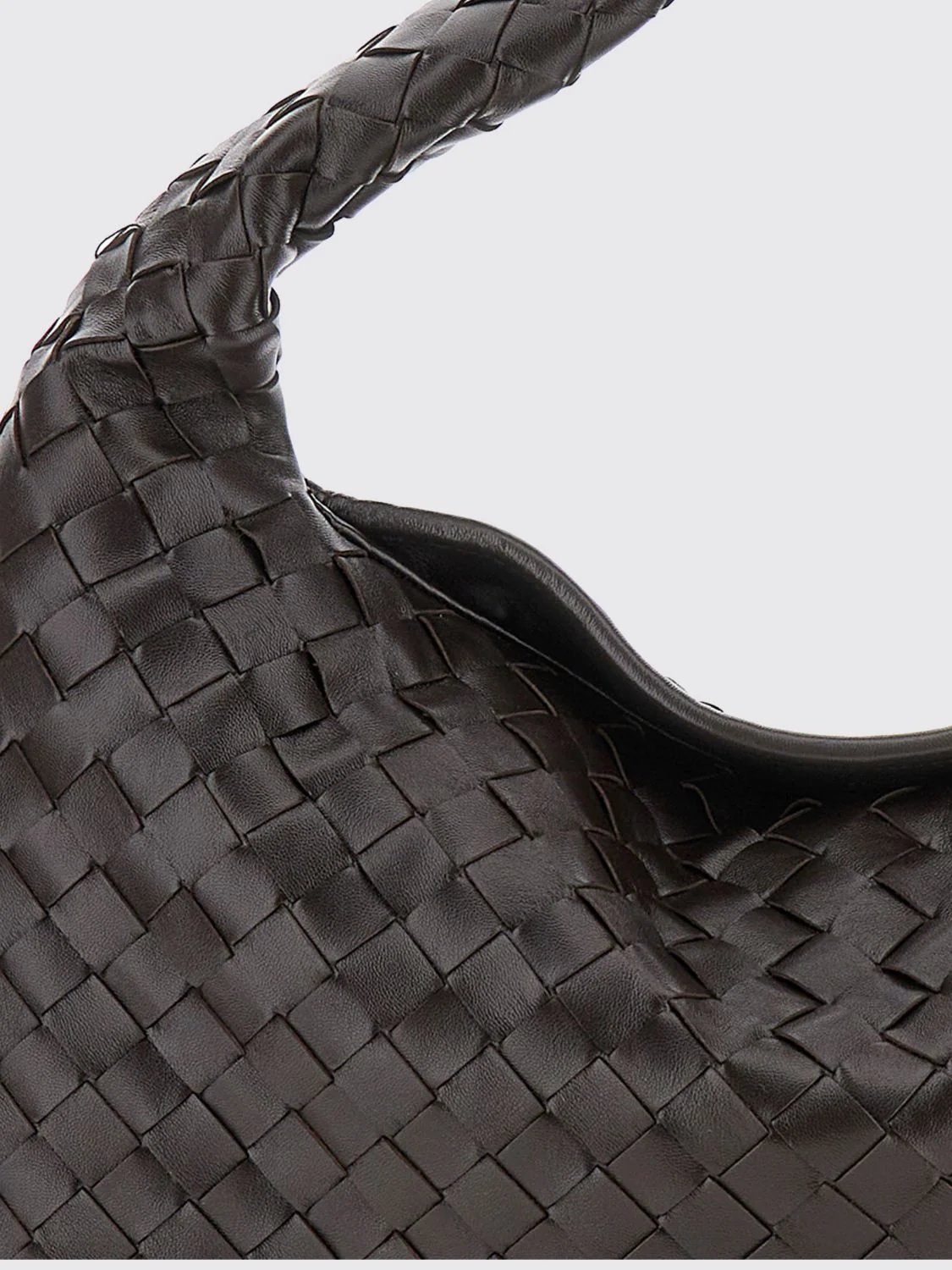 hop intrecciato calfskin shoulder bag with woven handle
