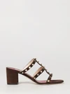 rockstud suede leather mule sandals with medium heel