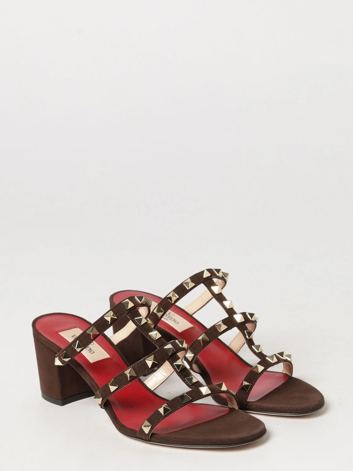 VALENTINO GARAVANI 36 rockstud suede leather mule sandals with medium heel