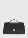 croc-effect calfskin handbag alexander with skull embellishment