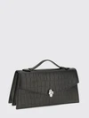 croc-effect calfskin handbag alexander with skull embellishment