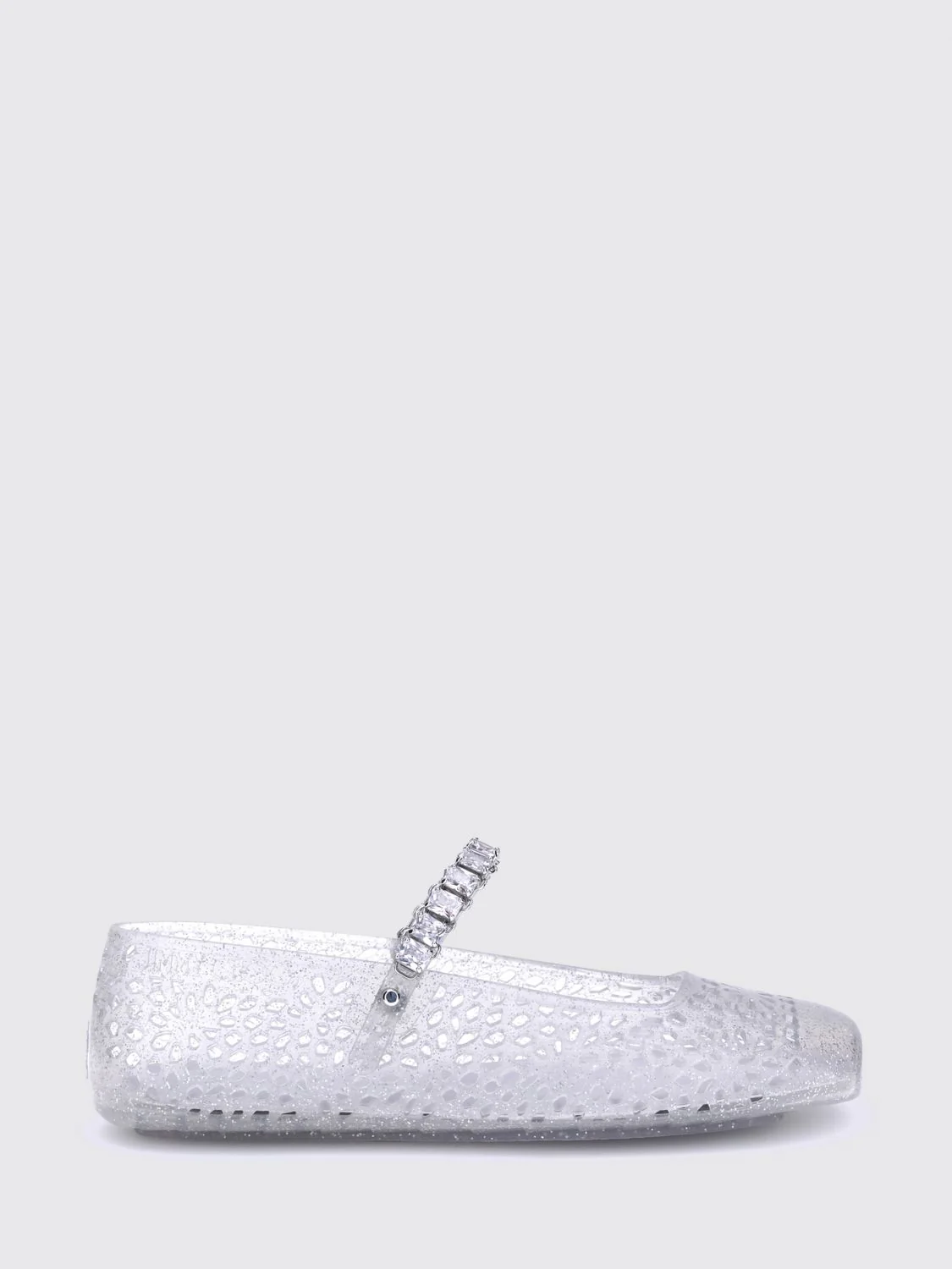 JIMMY CHOO 39 the jelly mary jane ballet flats in transparent pvc with crystals