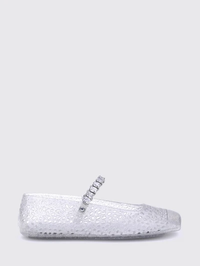 the jelly mary jane ballet flats in transparent pvc with crystals