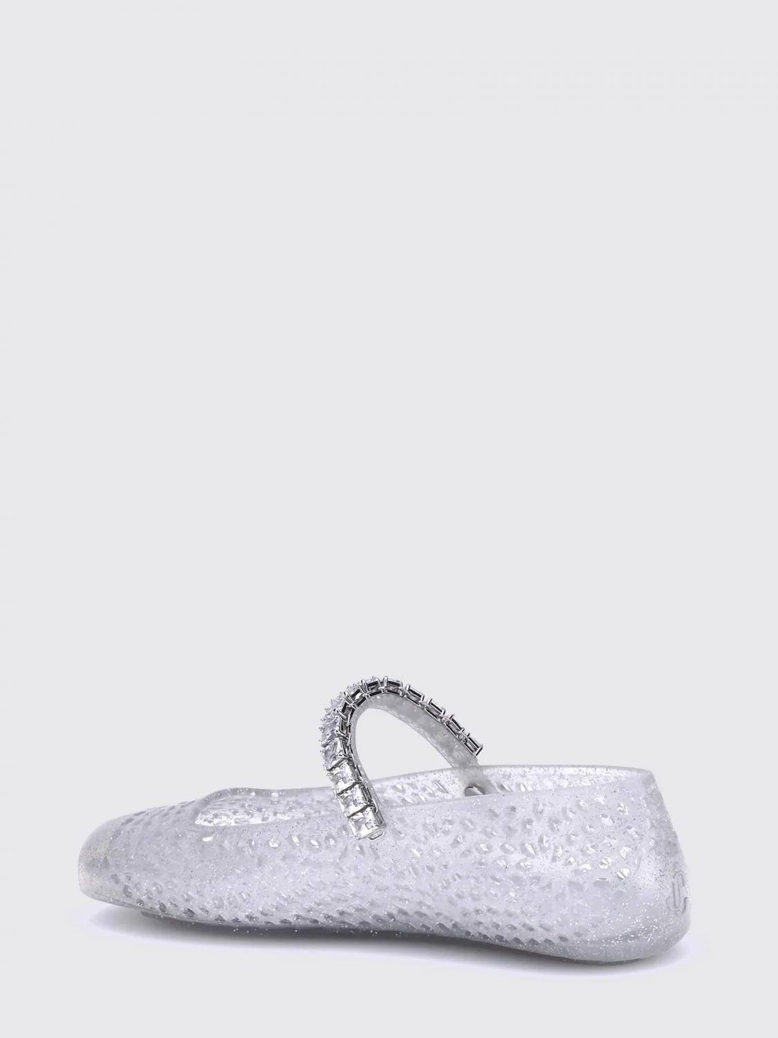 the jelly mary jane ballet flats in transparent pvc with crystals