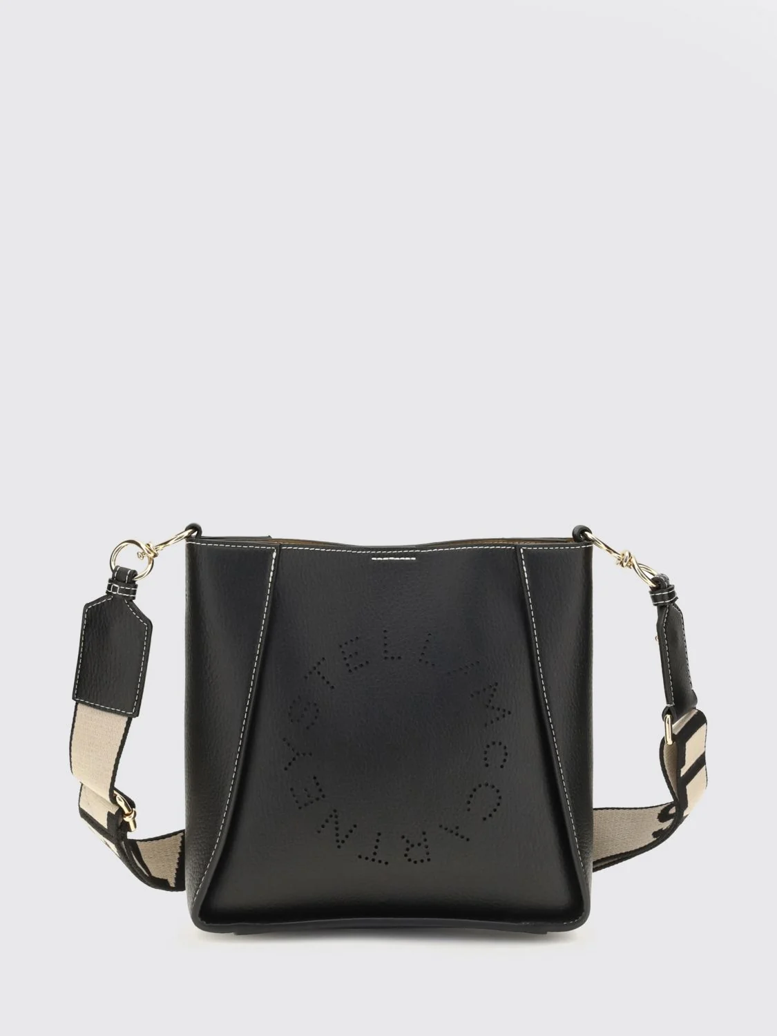crossbody bag in faux leather with perforated logo